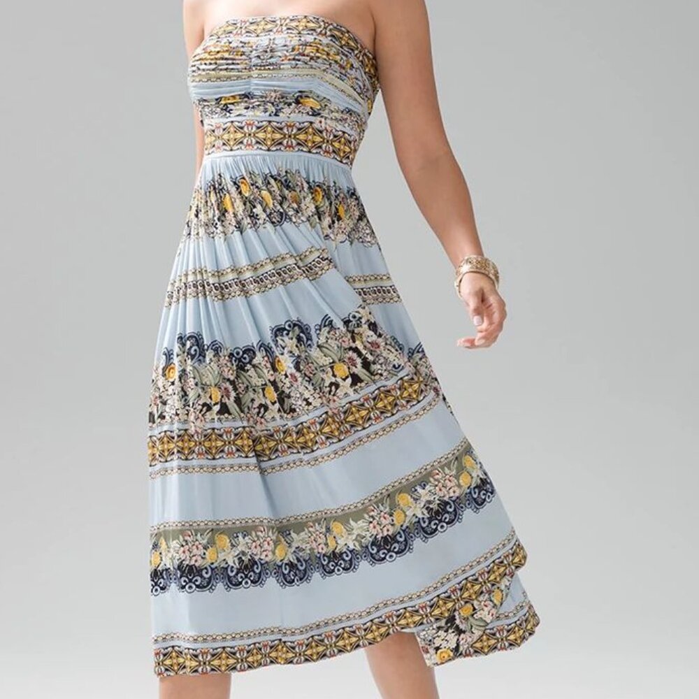 White House Black Market Strapless Blue Dress